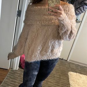 Express pink fuzzy sweater